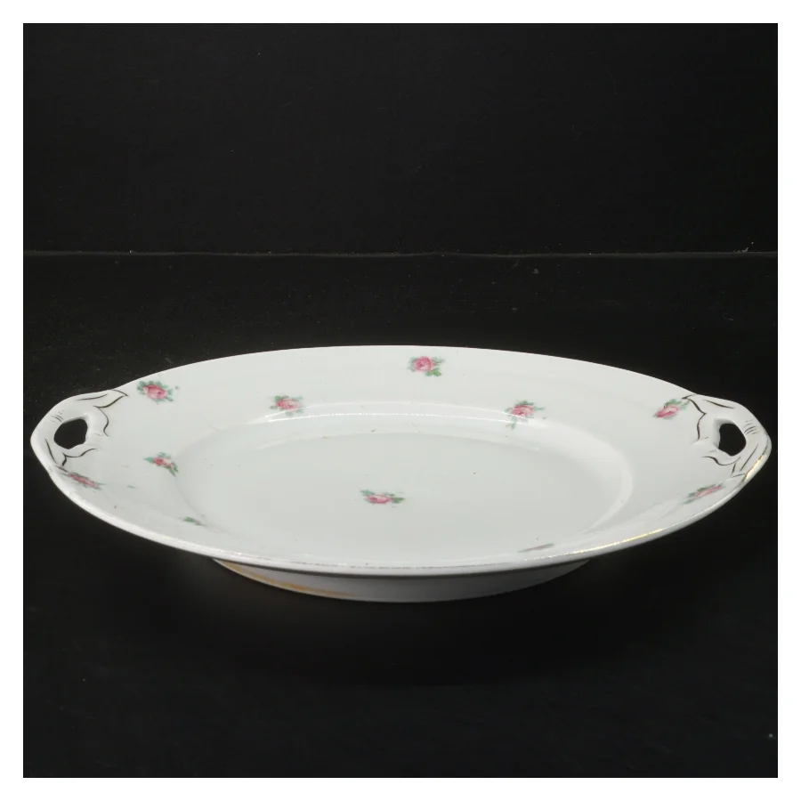 Porcelænsfad med rosemotiv (str. Ø 24 cm)