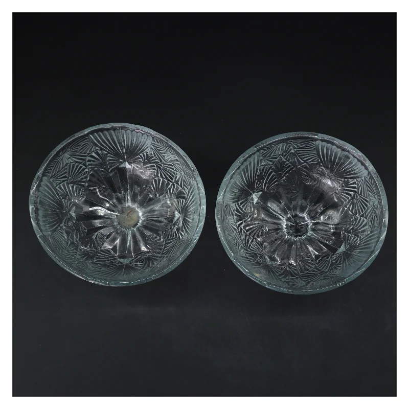 Vintage glas skåle på fod (str. 2 stk Ø 13 cm højde 15 cm)