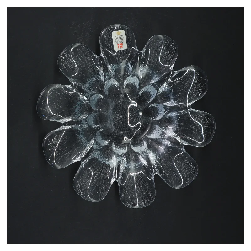 Glas skål, blomstformet fra Holmegaard (str. Ø 18 cm)