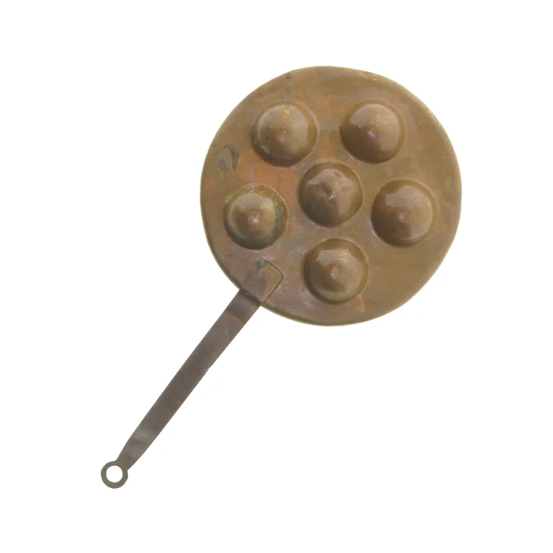 Antik kobber æbleskivepande (str. Ø 24,5 cm)