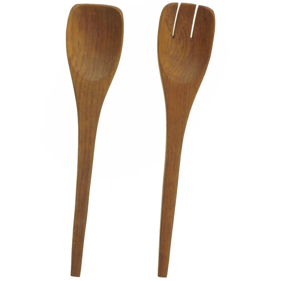 Sæt med salatbestik af teaktræ (str. 31x6,5 cm)