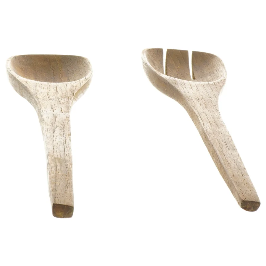 Sæt med salatbestik af teaktræ (str. 31x6,5 cm)