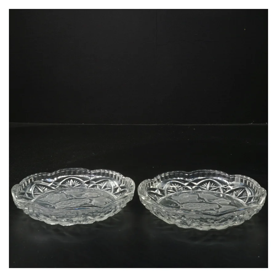 Krystal fade med frugt design (str. 2 stk Ø 15 cm)