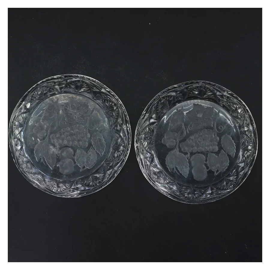 Krystal fade med frugt design (str. 2 stk Ø 15 cm)