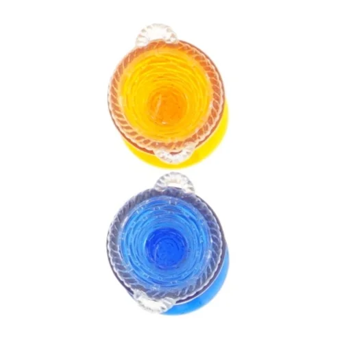 Små glasvaser, orange og blå (str. 6,5x5 cm)