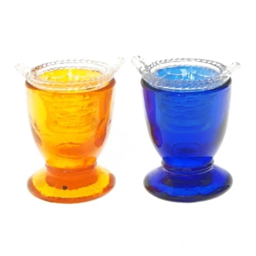 Små glasvaser, orange og blå (str. 6,5x5 cm)