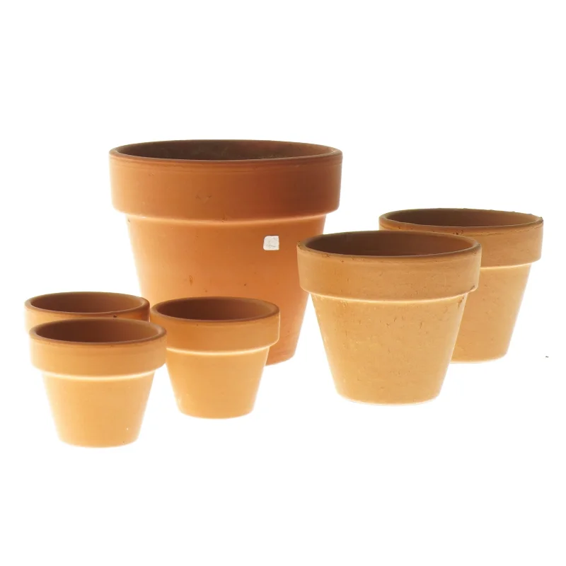 Terracotta urtepotter, 6 stk (str. 6 stk Ø 5 & 7 & 10 cm)