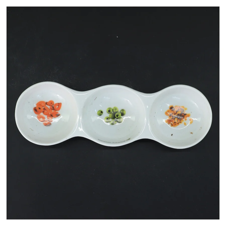 Tredelt serveringsfad (str. 25 cm) i  porcelæn