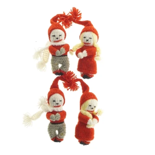 Strikkede nissefigurer, 4 styk (str. 4 styk, 15 cm)