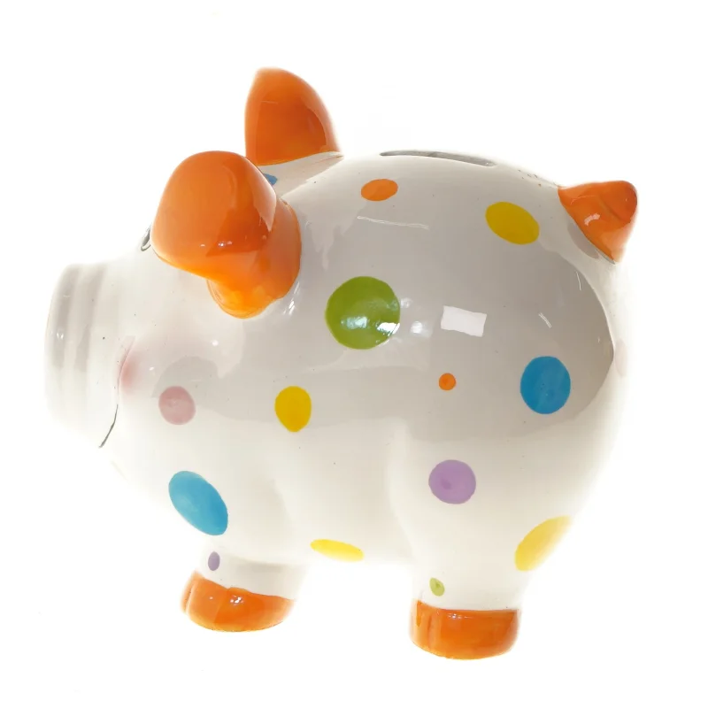 Ny Sparegris med prikker (str. Ø 17 cm)