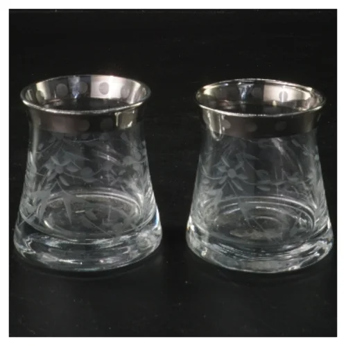  glasstager med sølvkant fra lene bjerre(str. Ø 6,5x7 cm)