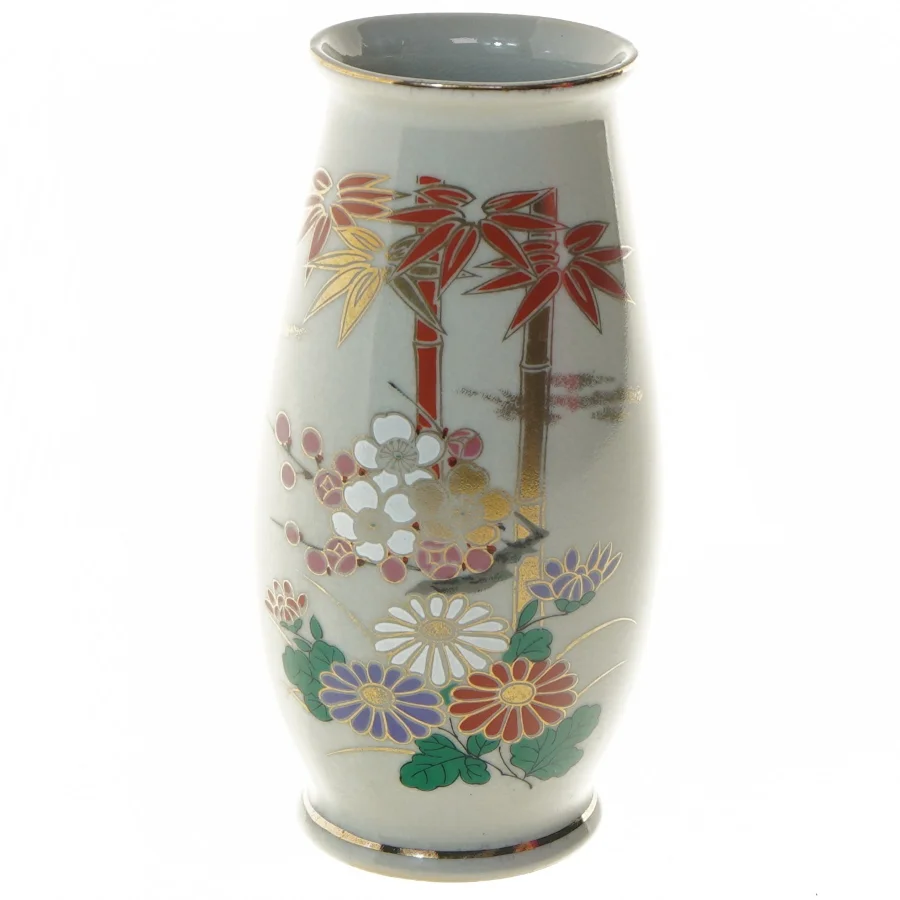 Dekoreret vase med blomstermotiv (str. 19 cm)