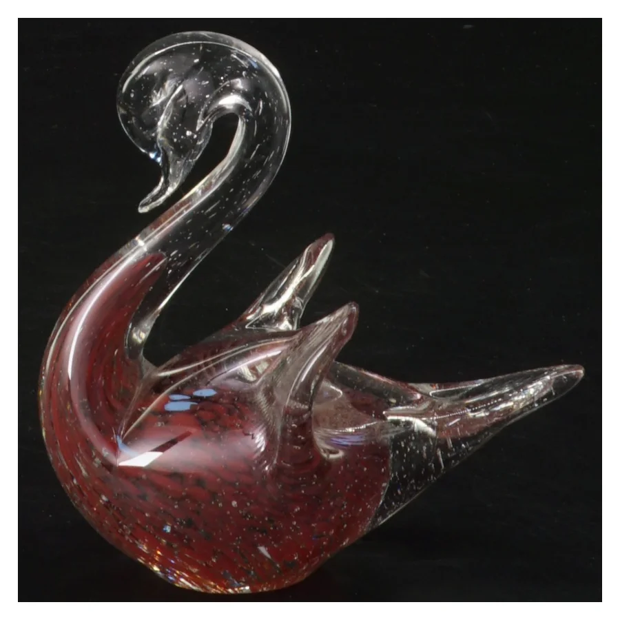 Glasfigur af svane (str. 9x9 cm)