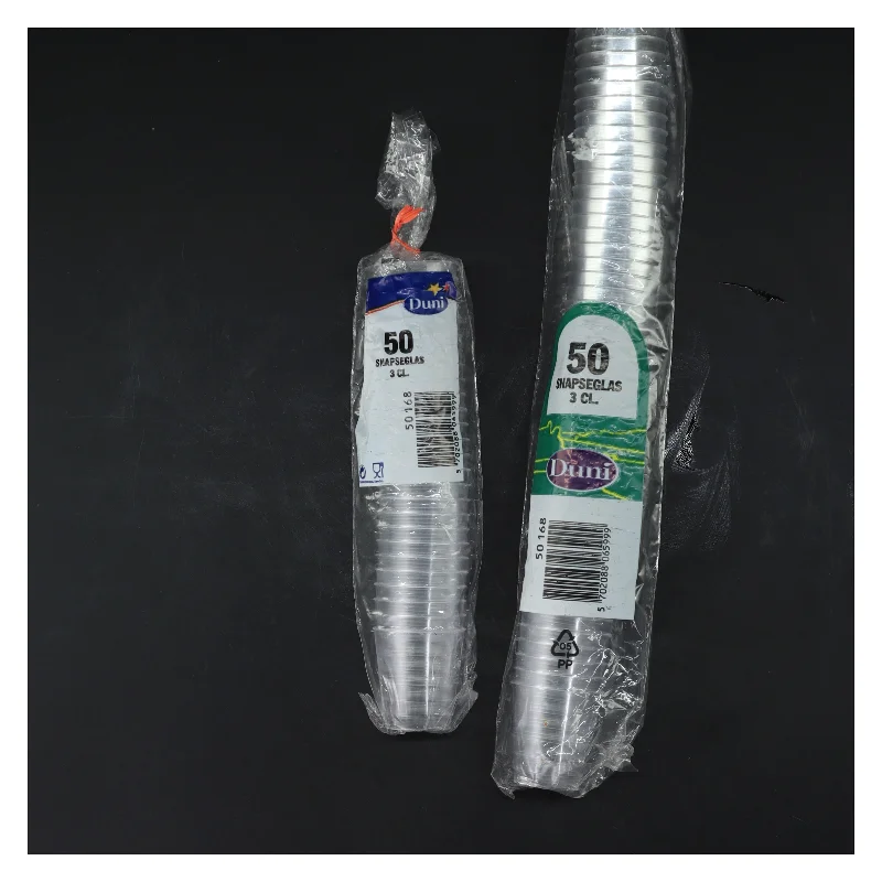 2 Pakker med 2 x 50 plast snaps glas fra Duni