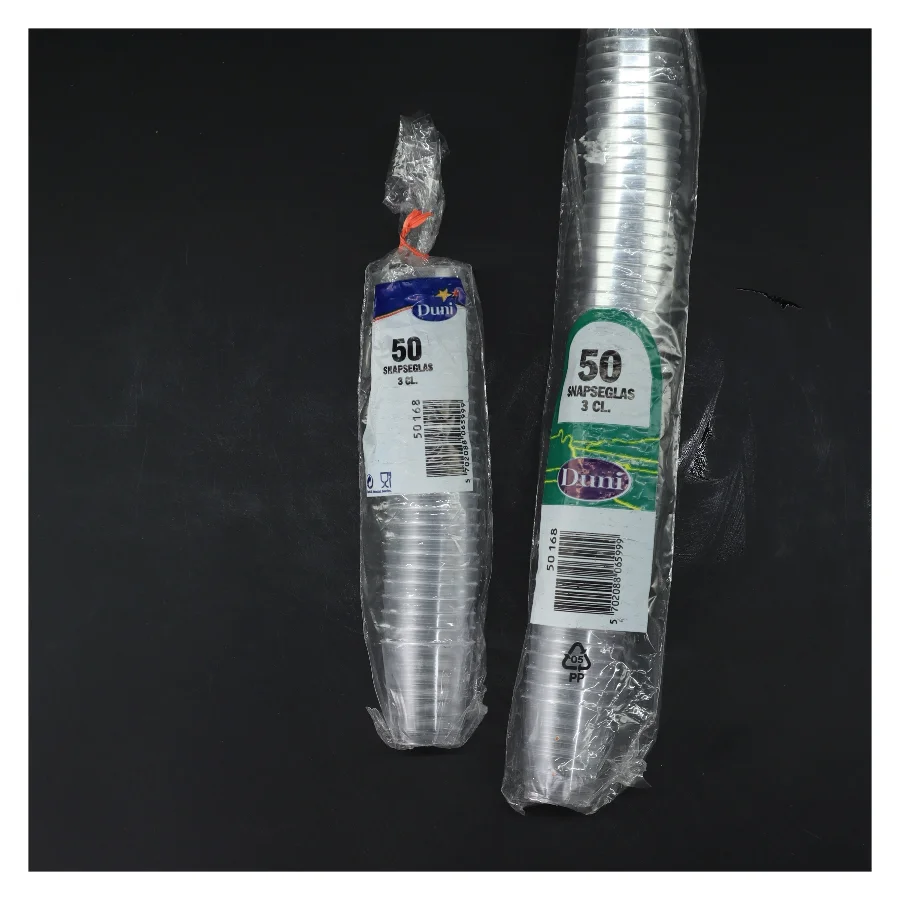 2 Pakker med 2 x 50 plast snaps glas fra Duni