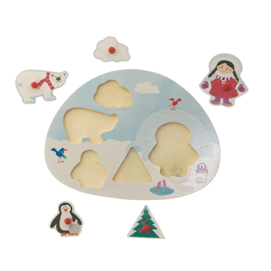 Billedpuslespil i isbjørn-tema (str. Ø 26x Ø 20 cm)
