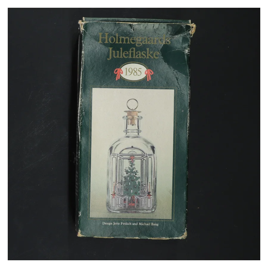 Klukflaske med juletræsmotiv fra Holmegaard (str. 20 cm)