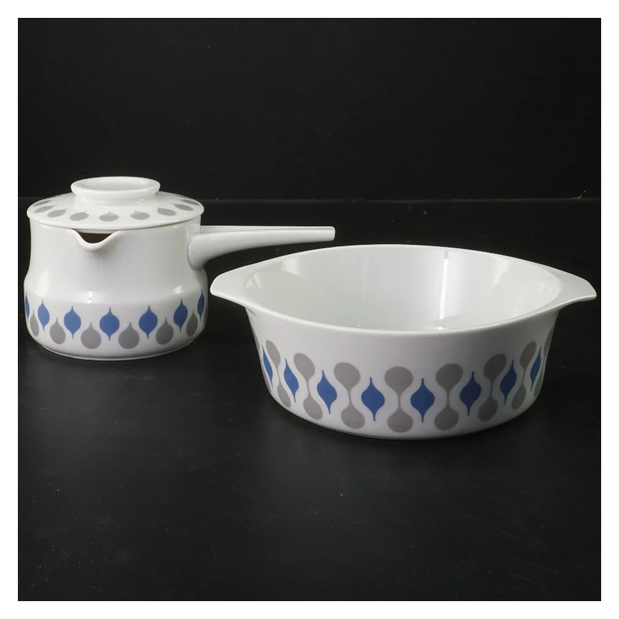 Porcelæns grydesæt med mønster (str. Ø 15,5 cm)fra lyngby porcelæns fabrik