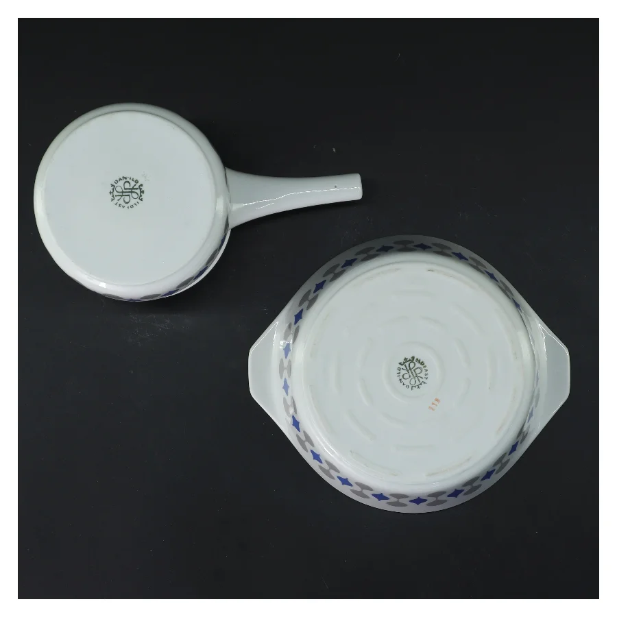 Porcelæns grydesæt med mønster (str. Ø 15,5 cm)fra lyngby porcelæns fabrik