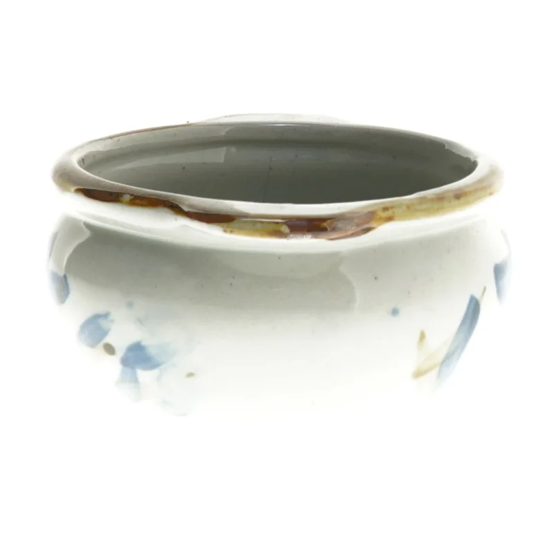 Lille keramisk skål med blomsterdesign (str. Ø 11x6 cm)