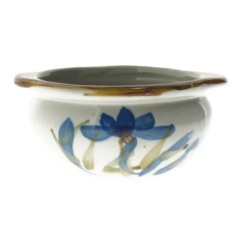 Lille keramisk skål med blomsterdesign (str. Ø 11x6 cm)