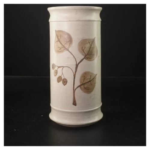 Keramisk vase fra kæhler med bladmotiv (str. Ø 11x22 cm)