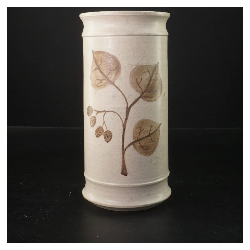 Keramisk vase fra kæhler med bladmotiv (str. Ø 11x22 cm)