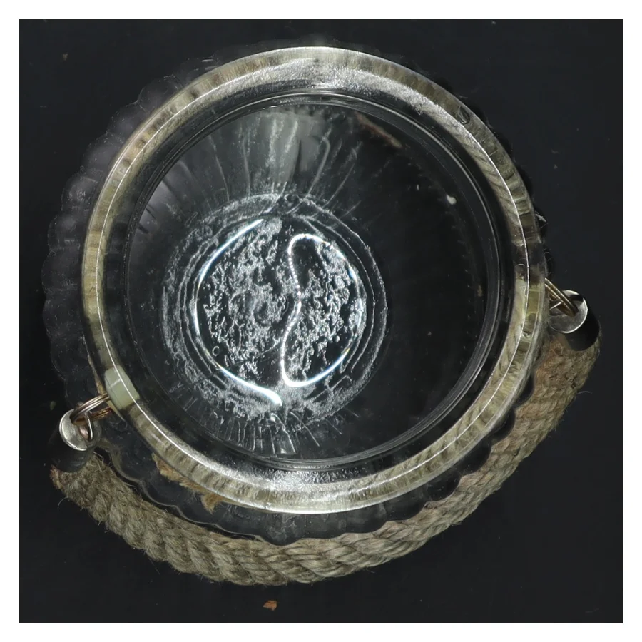 Glasvase med rebhåndtag (str. Ø 10x14 cm)