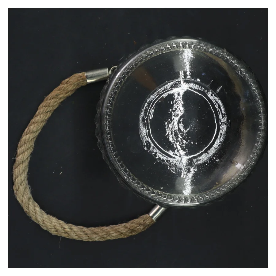 Glasvase med rebhåndtag (str. Ø 10x14 cm)