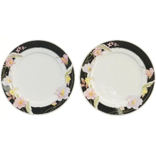 Porcelænstallerkener med blomstermønster fra Lynns (str. 2 styk, ø 27 cm)