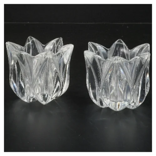 Sæt med 2 glaslysestager (str. 2 stk 9,5x8 cm)