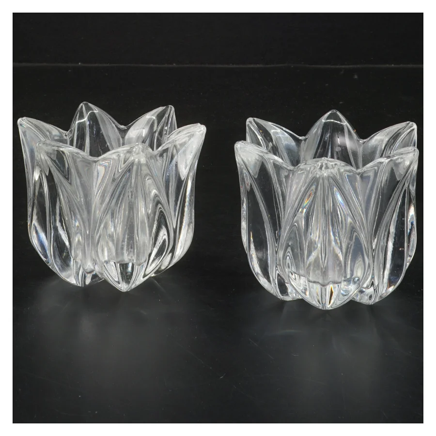 Sæt med 2 glaslysestager (str. 2 stk 9,5x8 cm)