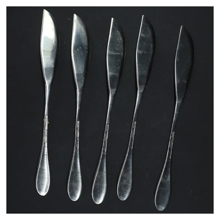 Sæt af fem fiskeknive (str. 20x2 cm)