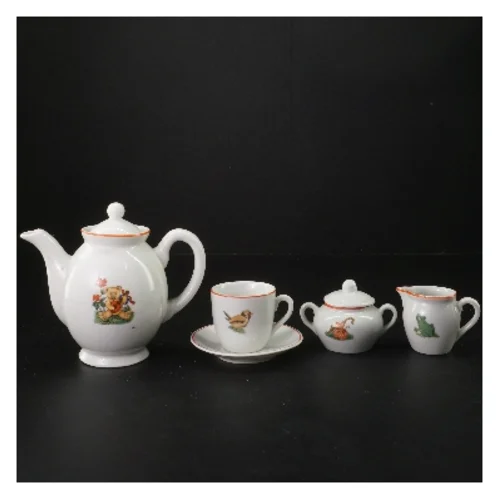 Gammelt Miniature børne tesæt med dyr motiver (str. 13x16,5 til5,5x7 cm)