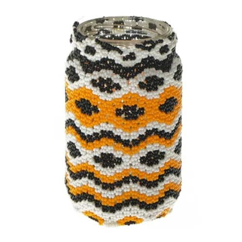 Dekoreret glasbeholder (str. 12,5 cm)med perler 