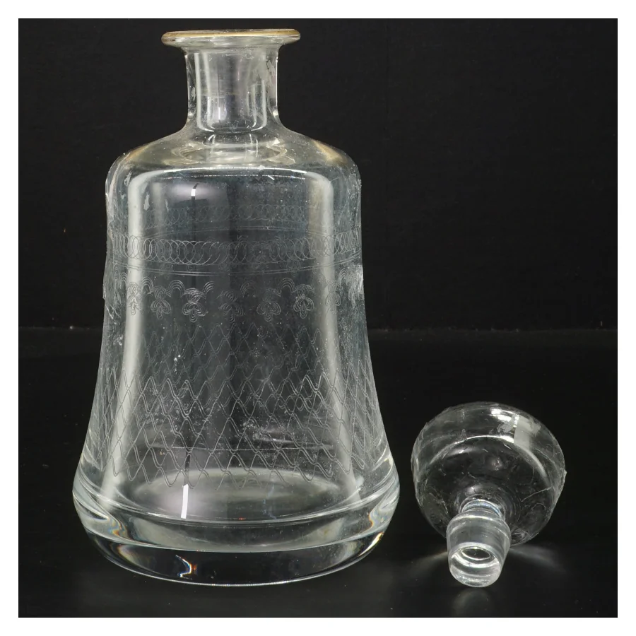 Gammel Glas karaffel fra holmegaard med prop (str. 22 cm)