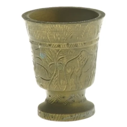 Dekorativ vase i bronze med indgraveret mønster (str. 5x6,5 cm)