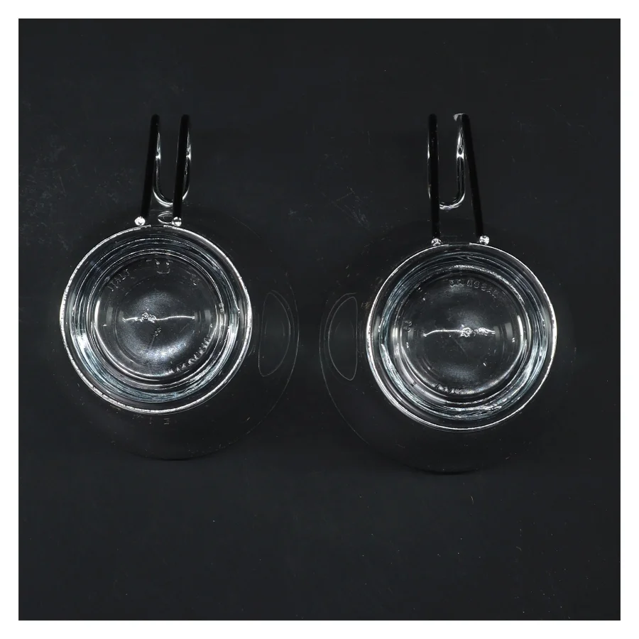 Glaskopper nye med stålhåndtag (str. 2 stk Ø 8,5 cm længde 10 cm)