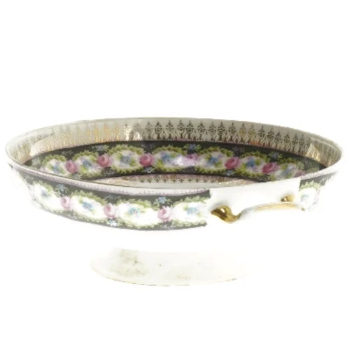 Porcelænsfad med blomstermotiv (str. Ø 15 cm)