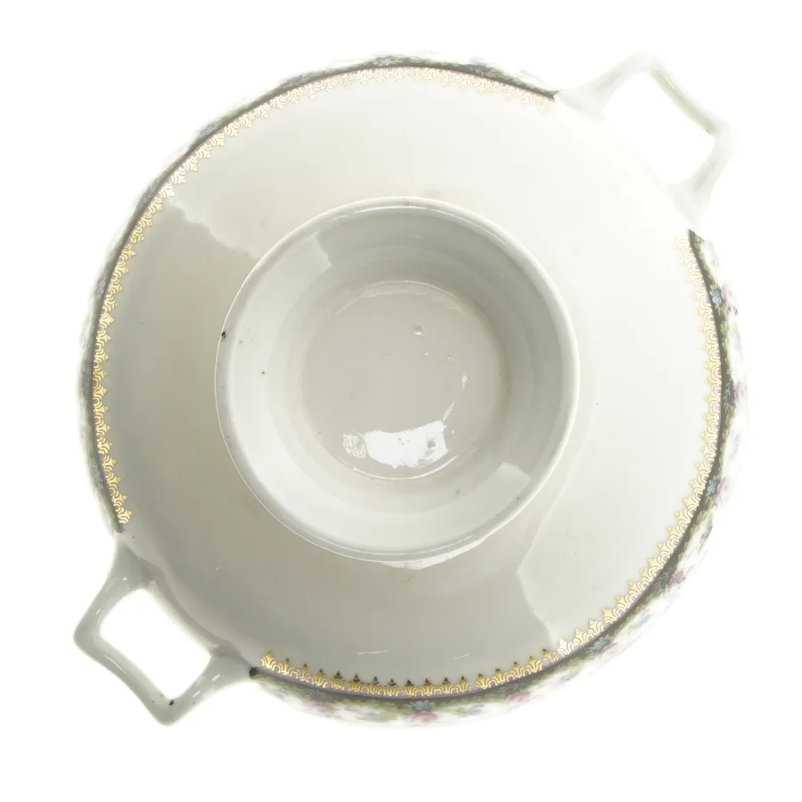 Porcelænsfad med blomstermotiv (str. Ø 15 cm)