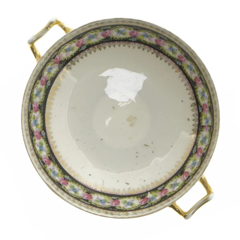 Porcelænsfad med blomstermotiv (str. Ø 15 cm)