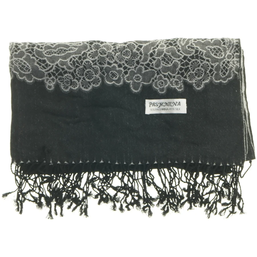 Sort nyt pashmina tørklæde med mønster fra Pashmina (str. 73x162 cm)