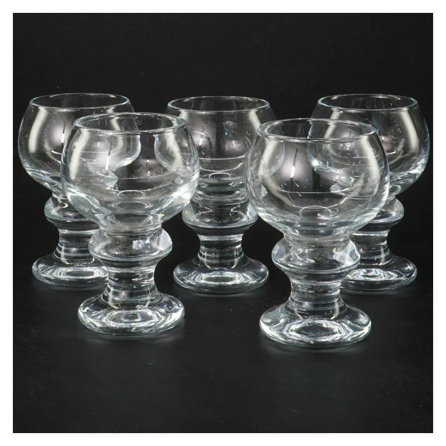 Set af 5 klare glas fra holmegård (str. 5 stk Ø 5,5 cm højde 10 cm)