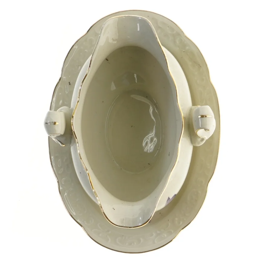 Porcelænssovseskål med guldkanter (str. 24 cm)