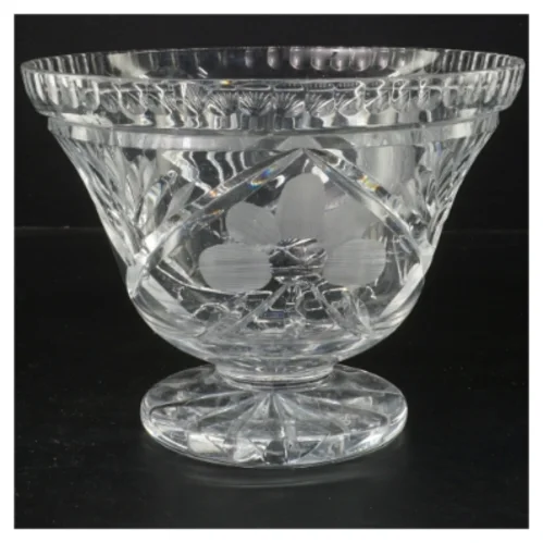 Krystalskål med blomsterdesign (str. Ø 21x15 cm)