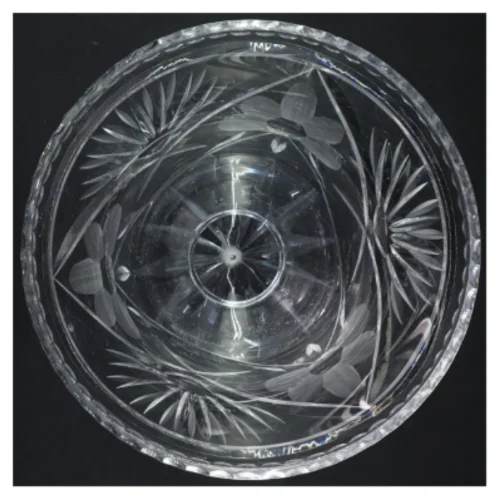 Krystalskål med blomsterdesign (str. Ø 21x15 cm)