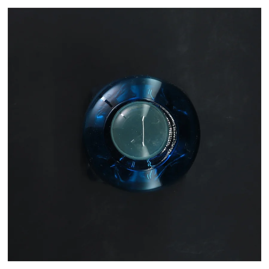 Blå klukflaske med prop holmegaard (str. 26x9 cm) til snaps