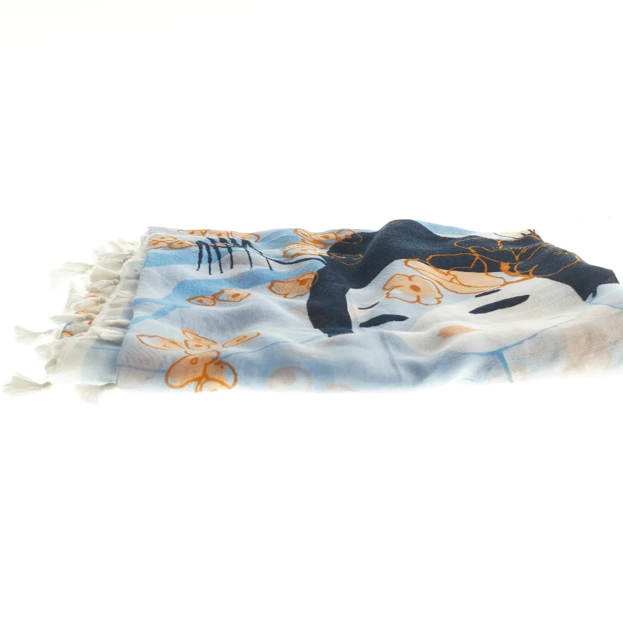 Nut Tørklæde med print af ansigt og blomster (str. 116x124 cm)