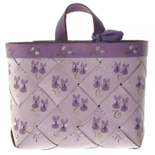 Håndmalet flettet kurv til ophæng 