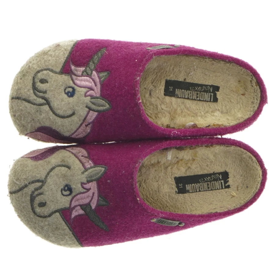 Børne-slippers str. 31 med enhjørning motiv fra Lindenbaum (str. 31 )